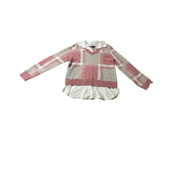 Absolutely Famous•Pink Gray Patterned Sweater - Picture 1 of 7